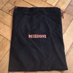 Missoni Black Drawstring Toiletry Bag with Pink Logo